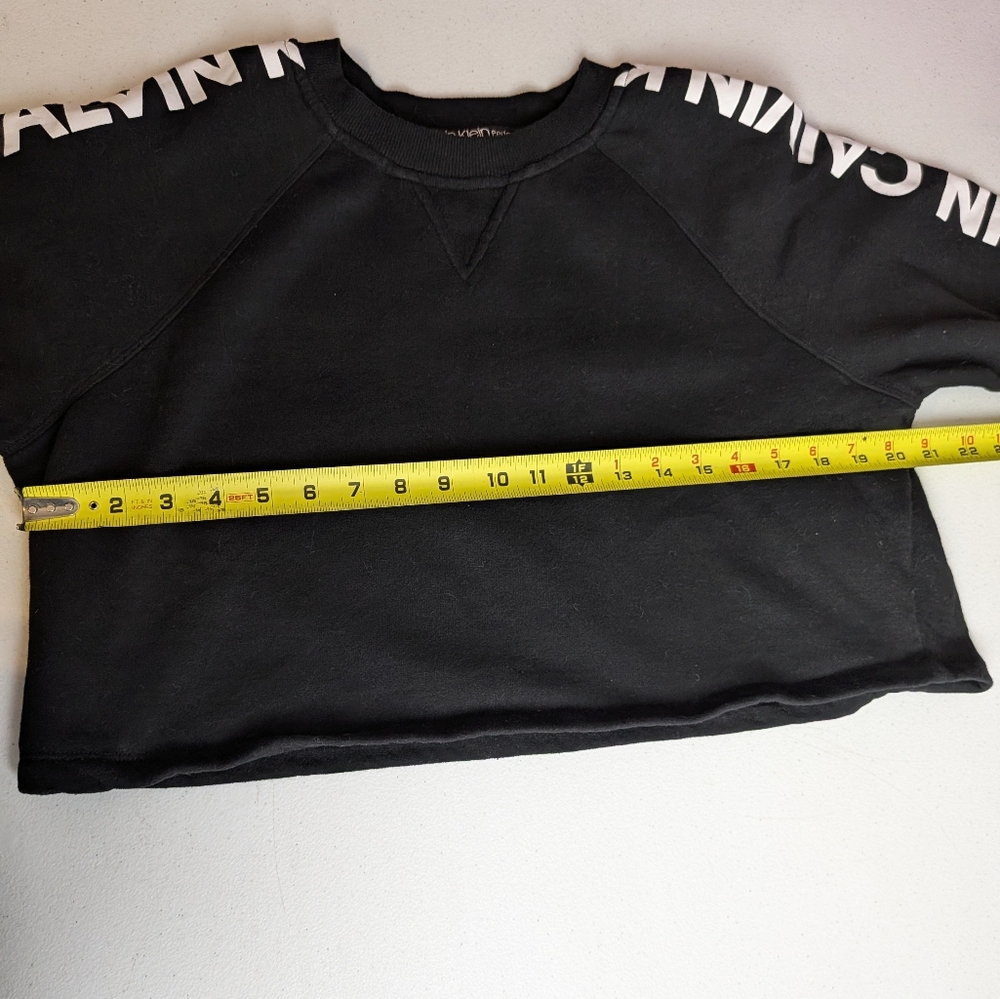 Calvin Klein Women's Black Cropped Performance Sweatshirt Streetwear Spell Out - Picture 9 of 12